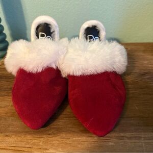 Rollasole Shoes Red White Faux Fur Slides Small Christmas Holiday Sexy Romantic